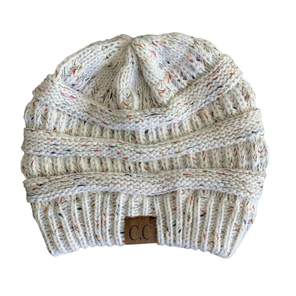 CC Boutique Knit Beanie - Cream with Colorful Speckles